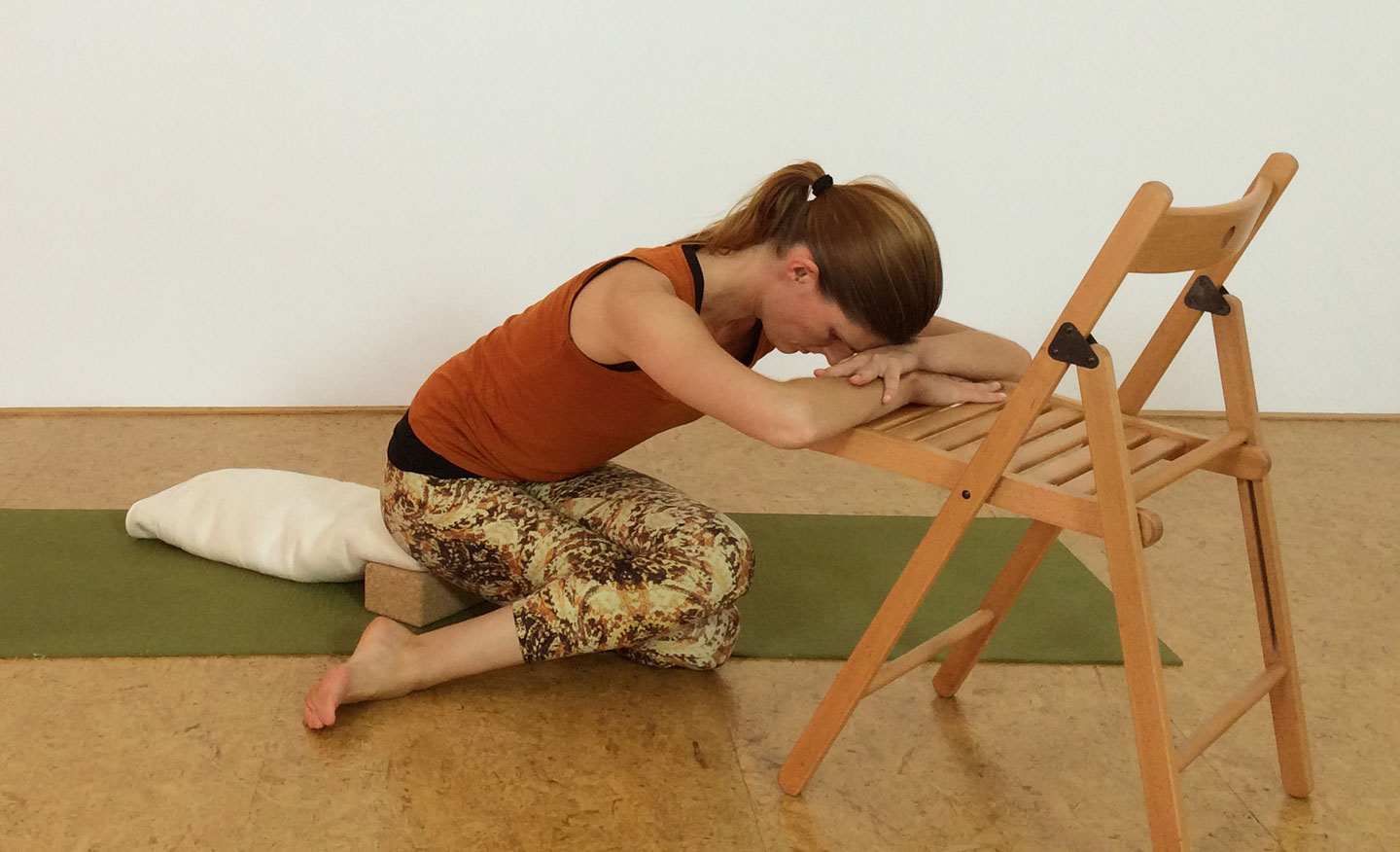 restorative yoga pose shoelace